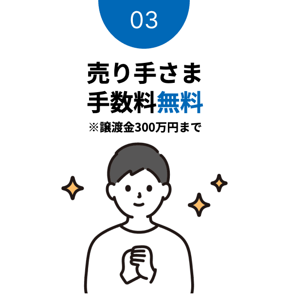 03 売り手さま手数料無料(譲渡金300万円まで)